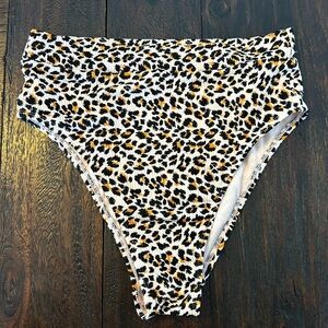 Xhilaration High Waist High Leg Cut Leopard Print Bikini Bottoms